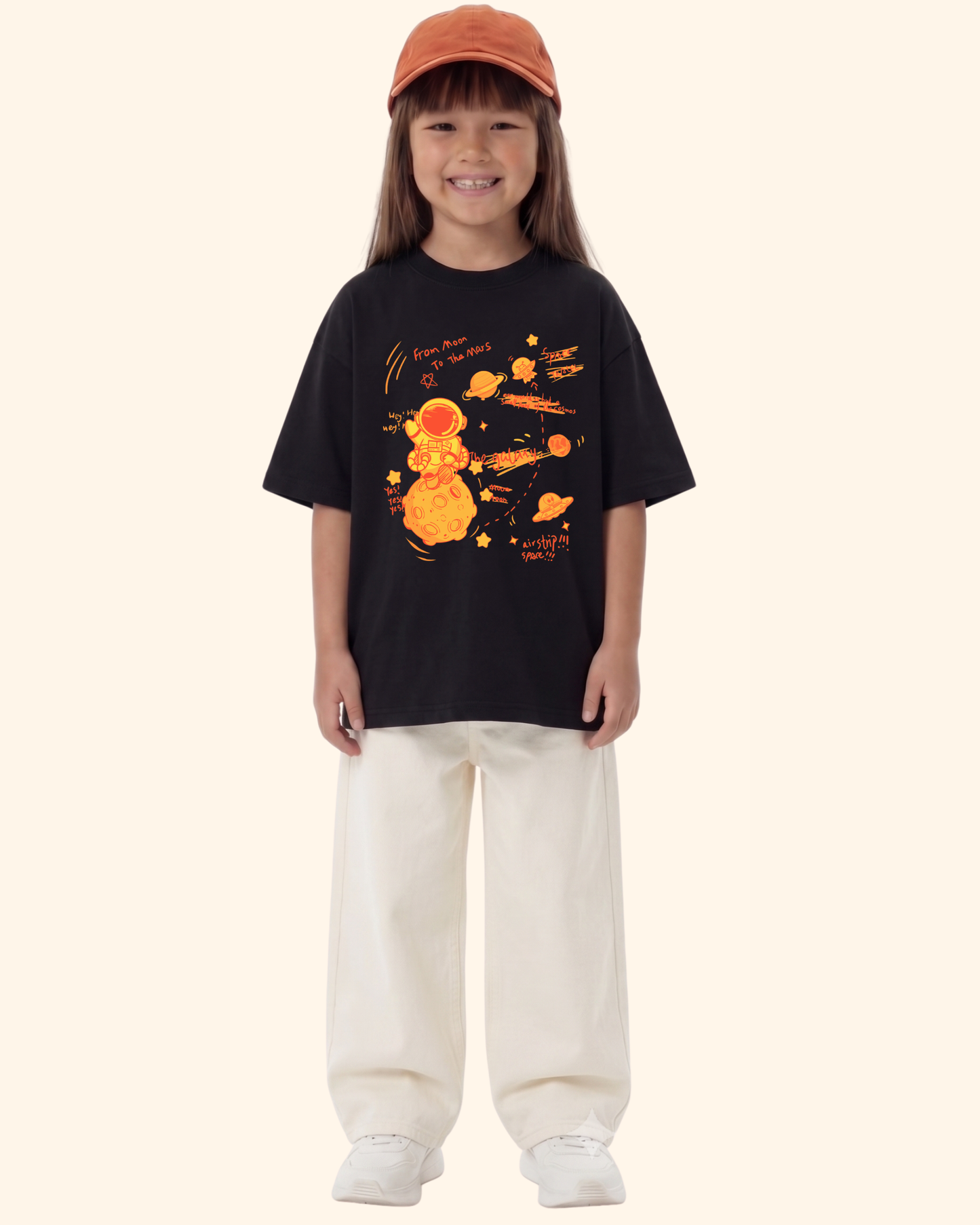 Space Mission Crew kids T-shirt in Black Color by Creative Momaa
