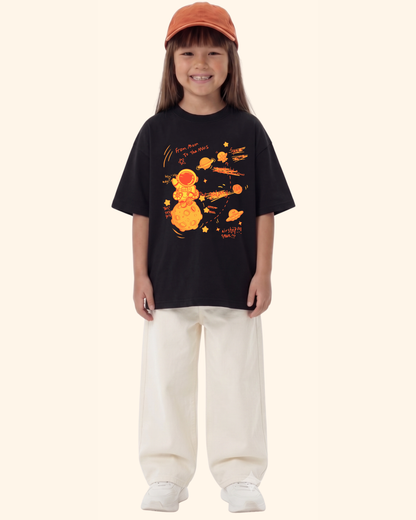 Space Mission Crew kids T-shirt in Black Color by Creative Momaa