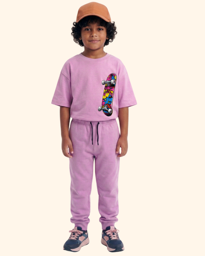 Skater Street Crew Kids Co-Ord Set in Lavender Color by Creative Momaa 