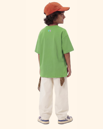 Space Mission Crew kids T-shirt in Apple Green Color by Creative Momaa