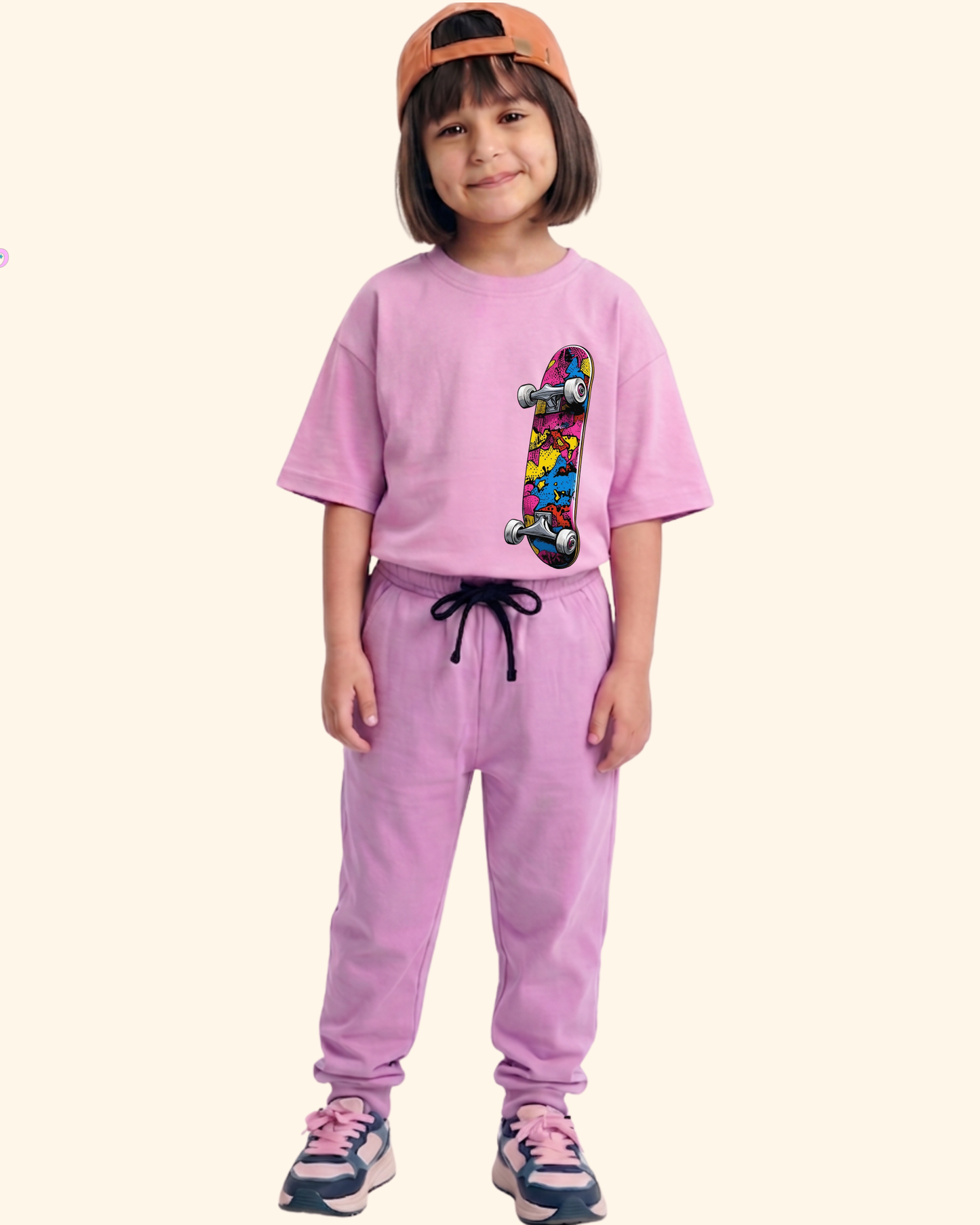 Skater Street Crew Kids Co-Ord Set in Lavender Color by Creative Momaa 
