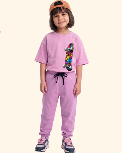 Skater Street Crew Kids Co-Ord Set in Lavender Color by Creative Momaa 