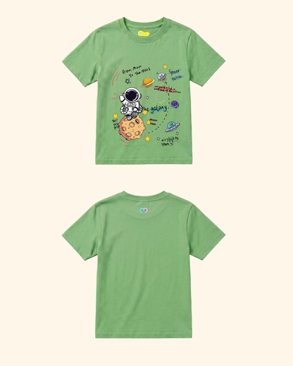 Space Mission Crew kids T-shirt in Apple Green Color by Creative Momaa