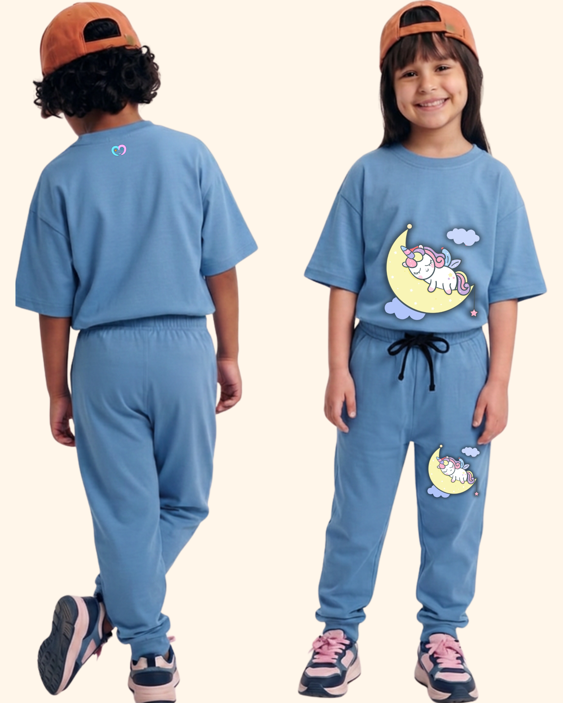 Unicorn Dream Spark Kids Co-Ord Set in Blue Color by Creative Momaa