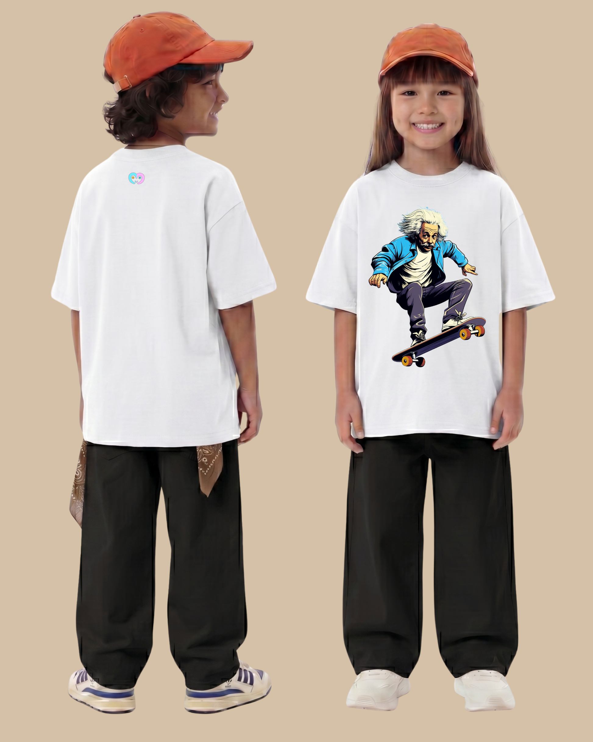 Skateboard Squad Kids T-Shirt in White Color by Creative Momaa