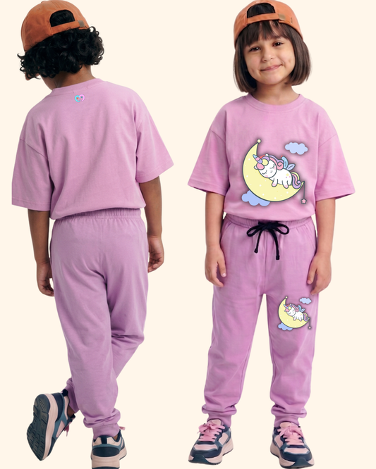 Unicorn Dream Spark Kids Co-Ord Set in Lavender Color by Creative Momaa