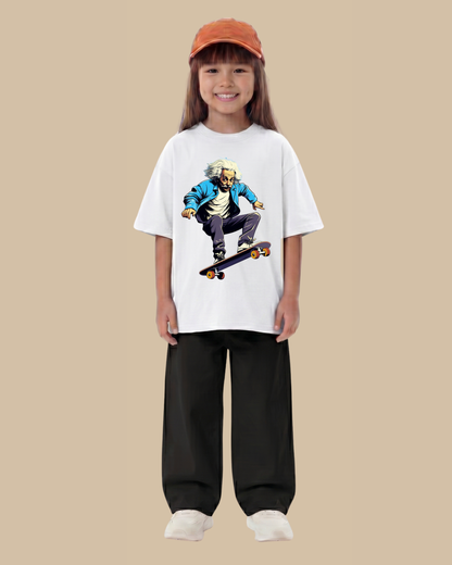 Skateboard Squad Kids T-Shirt in White Color by Creative Momaa