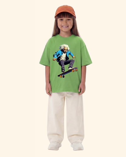 Skateboard Squad Kids T-Shirt in Apple Green Color by Creative Momaa