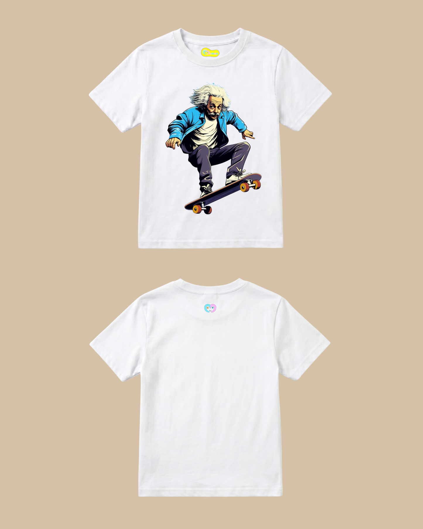 Skateboard Squad Kids T-Shirt in White Color by Creative Momaa
