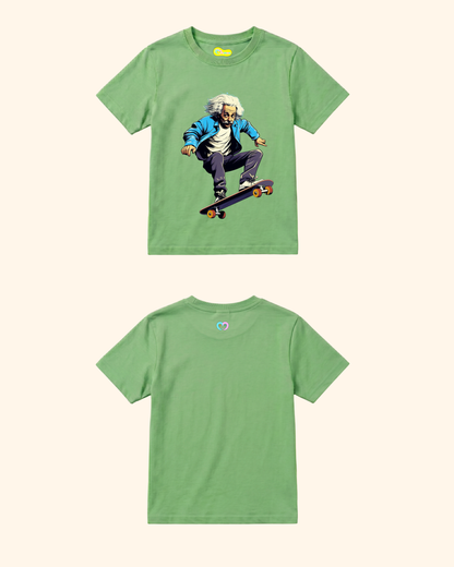 Skateboard Squad Kids T-Shirt in Apple Green Color by Creative Momaa