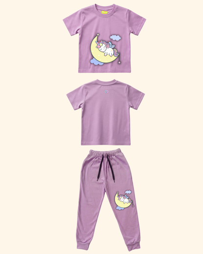 Unicorn Dream Spark Kids Co-Ord Set in Lavender Color by Creative Momaa