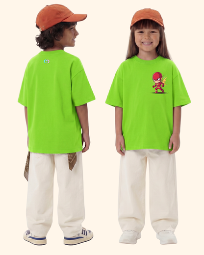 Super Kid League T-Shirt in Neon Green Color by Creative Momaa