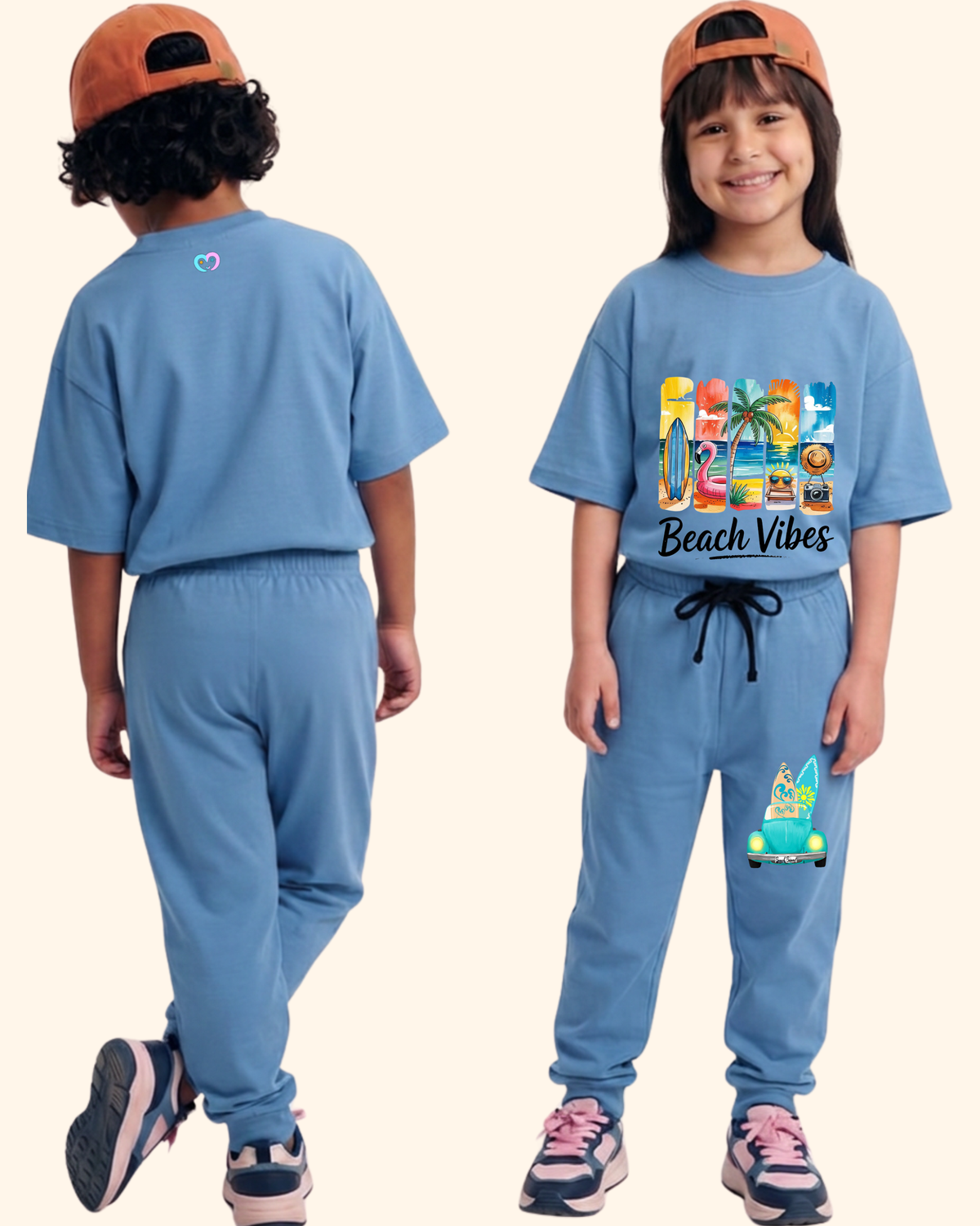 Vacation Vibes Kids Co-Ord Set in Blue Color by Creative Momaa