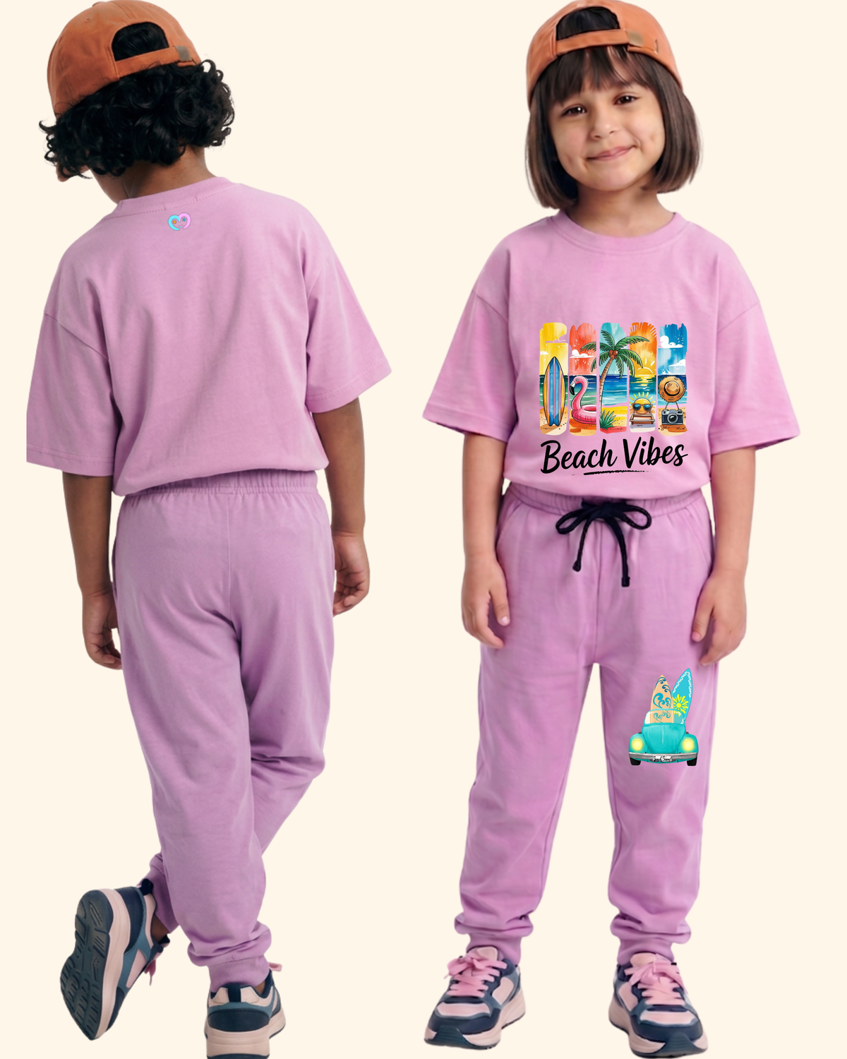 Vacation Vibes Kids Co-Ord Set in Lavender Color by Creative Momaa