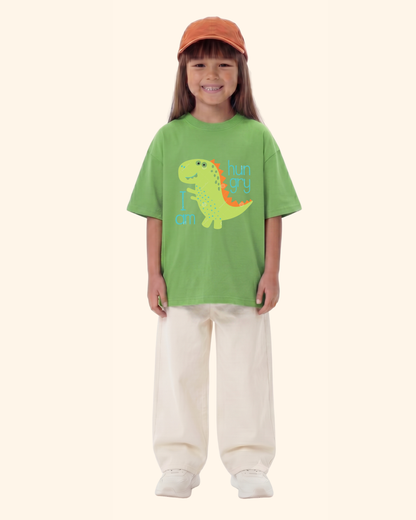 Dino Galaxy Kids T-Shirt in Apple Green Color by Creative Momaa