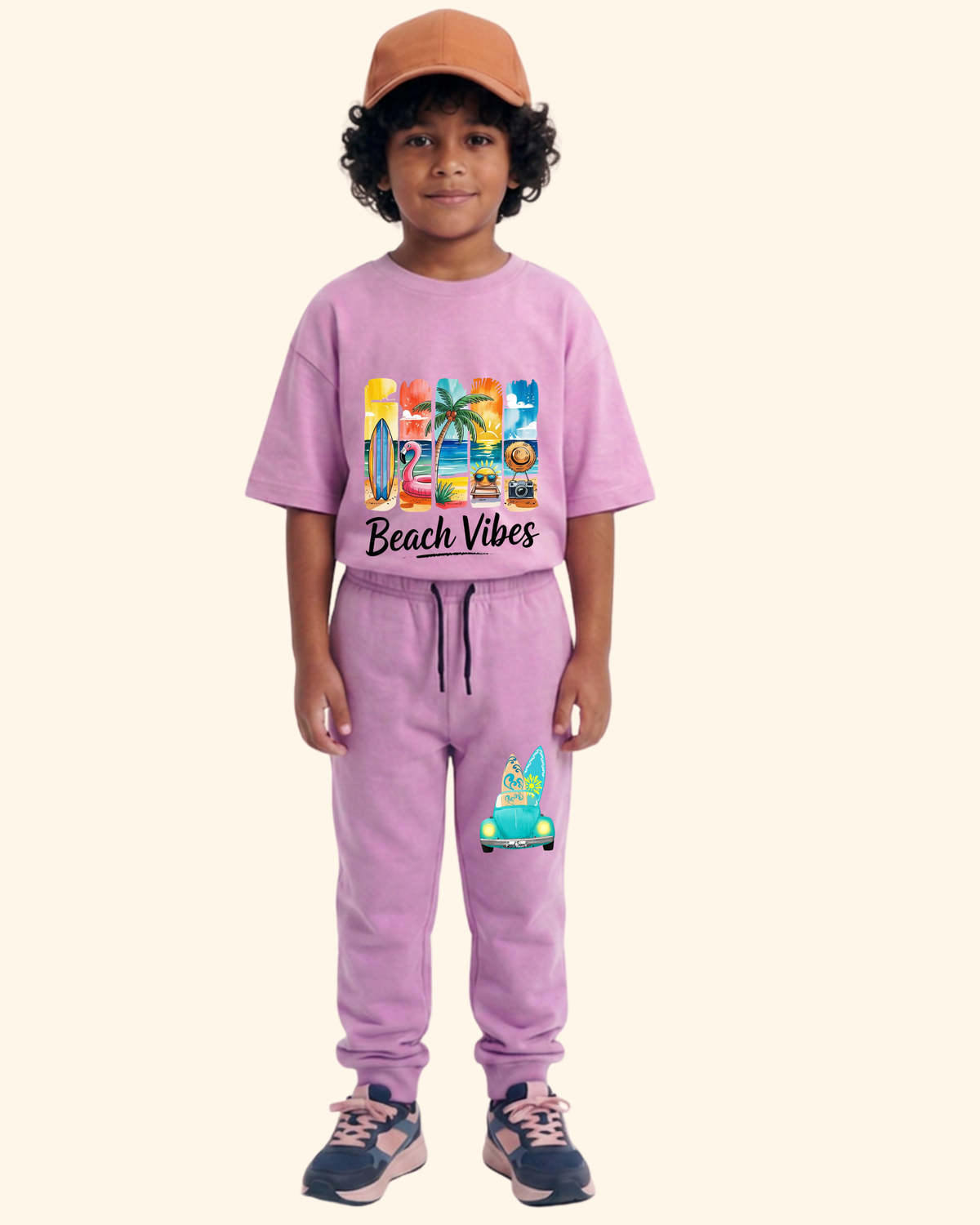 Vacation Vibes Kids Co-Ord Set in Lavender Color by Creative Momaa