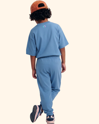Vacation Vibes Kids Co-Ord Set in Blue Color by Creative Momaa