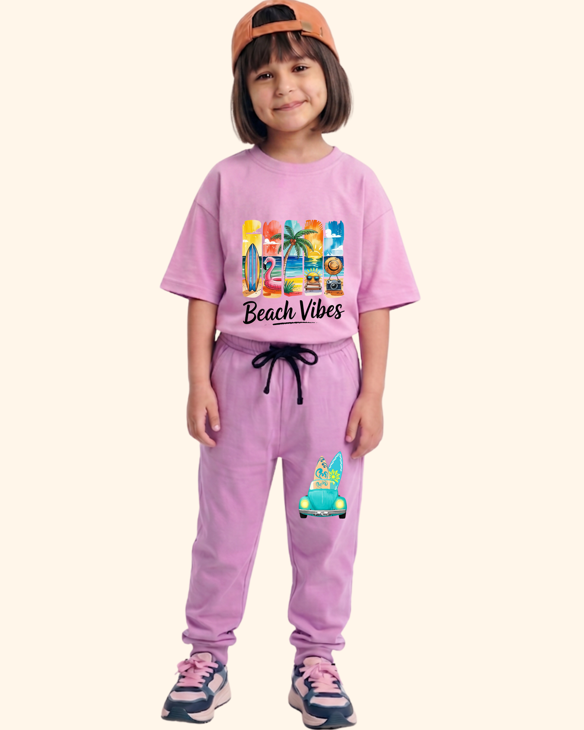 Vacation Vibes Kids Co-Ord Set in Lavender Color by Creative Momaa