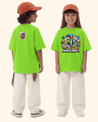 Gamer Level-Up Kids T-Shirt in Neon Green Color by Creative Momaa