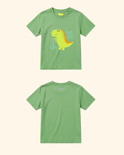 Dino Galaxy Kids T-Shirt in Apple Green Color by Creative Momaa