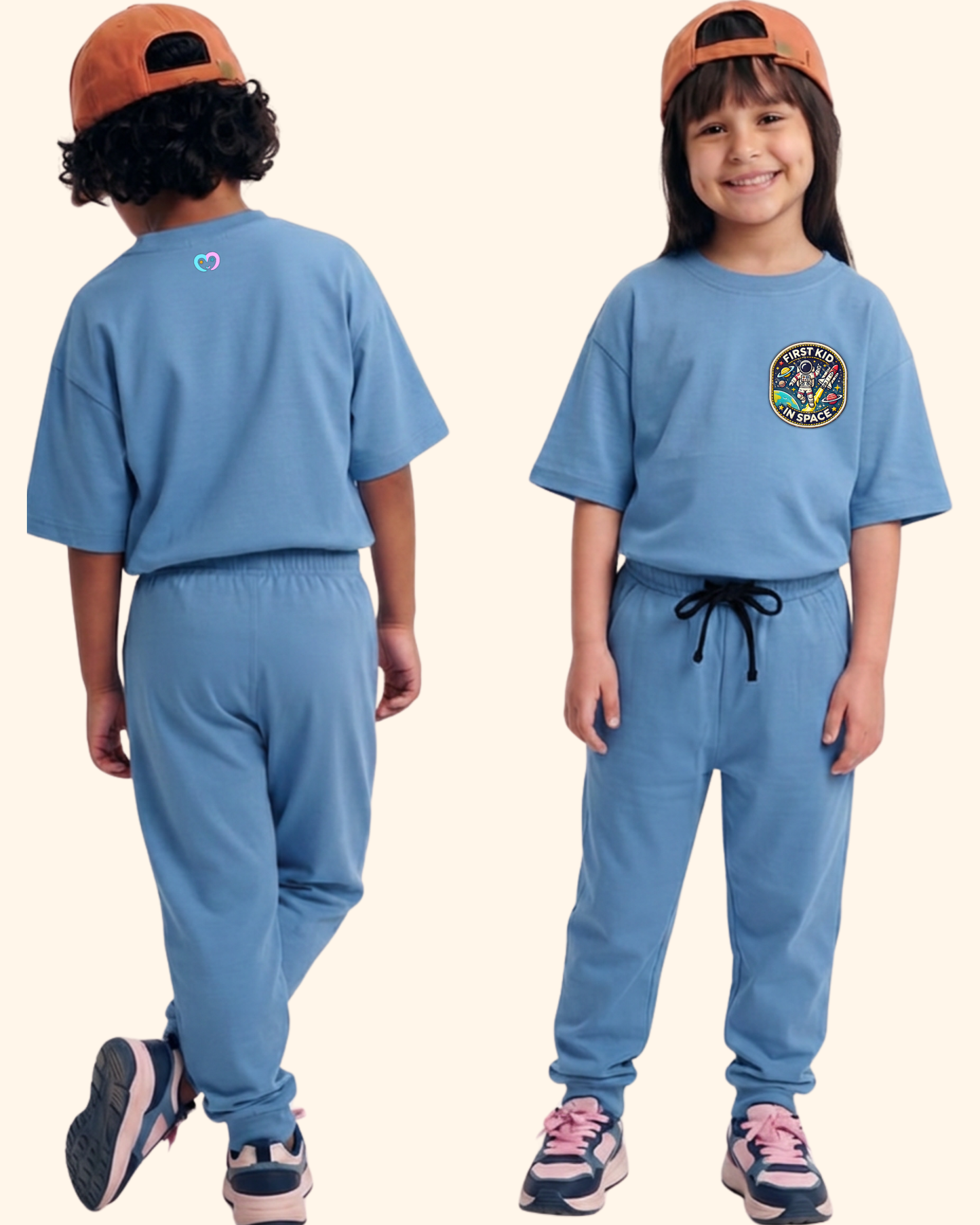 Moonwalk Explorer Kids Co-Ord Set in Blue Color by Creative Momaa