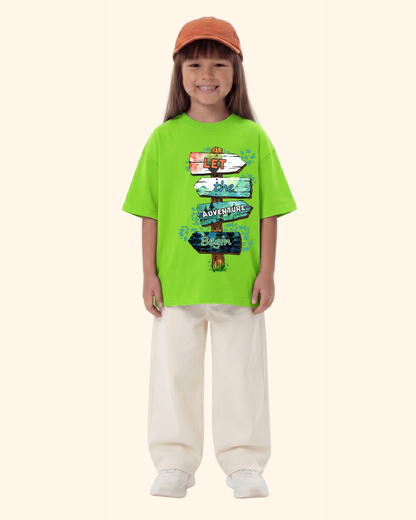 Vacation Mode Kids T-Shirt in Neon Green Color by Creative Momaa