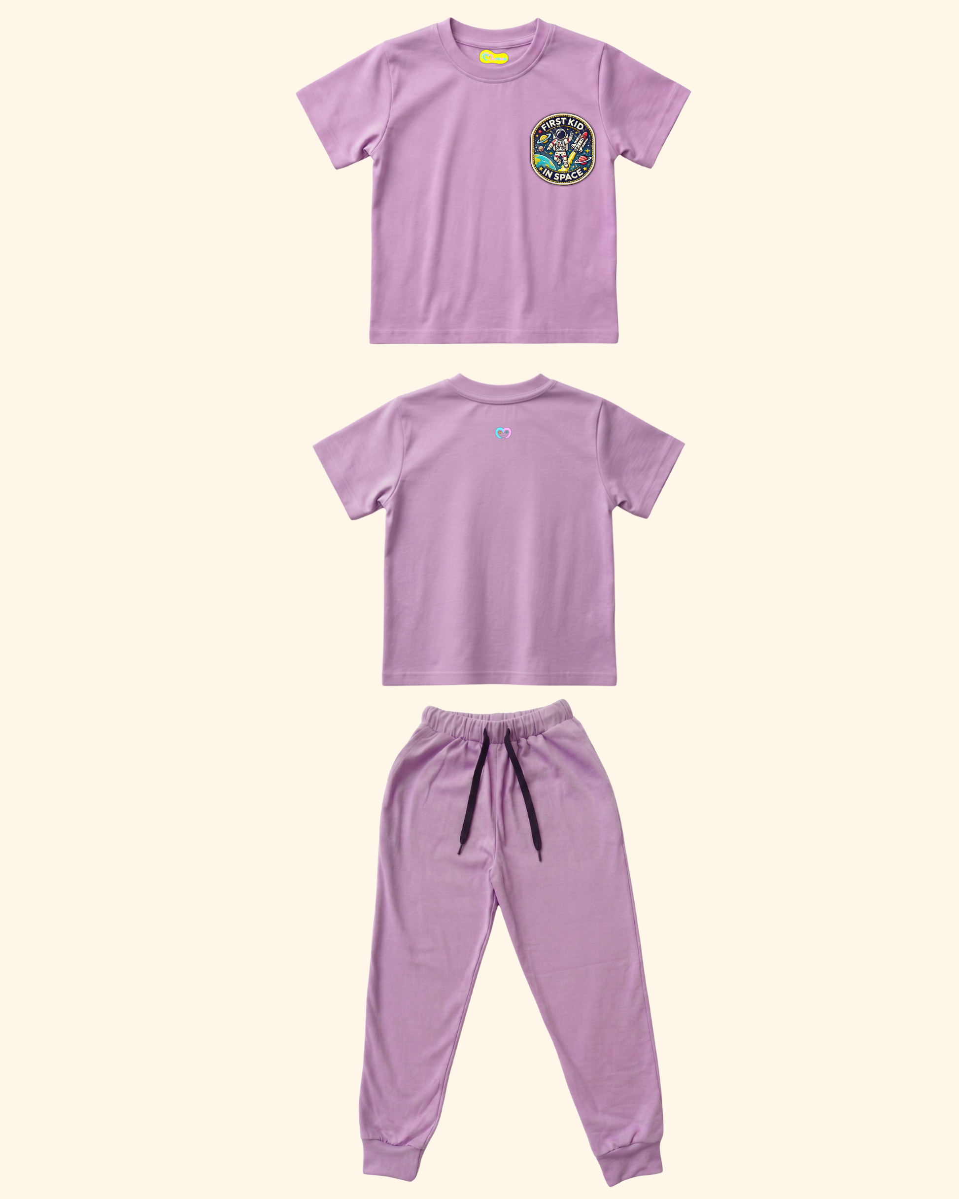 Moonwalk Explorer Kids Co-Ord Set in Lavender Color by Creative Momaa