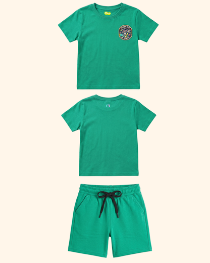 Moonwalk Explorer Kids Co-Ord Set in Green Color by Creative Momaa