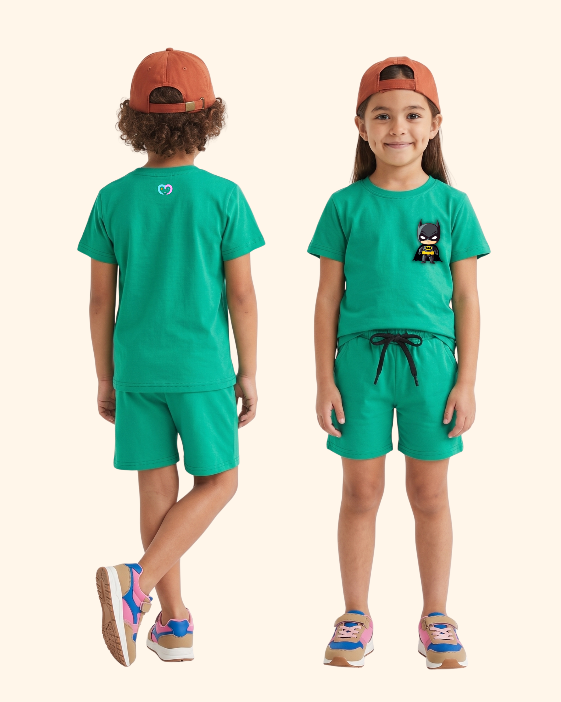 Mini Hero Squad Kids Co-Ord Set in Green Color by Creative Momaa