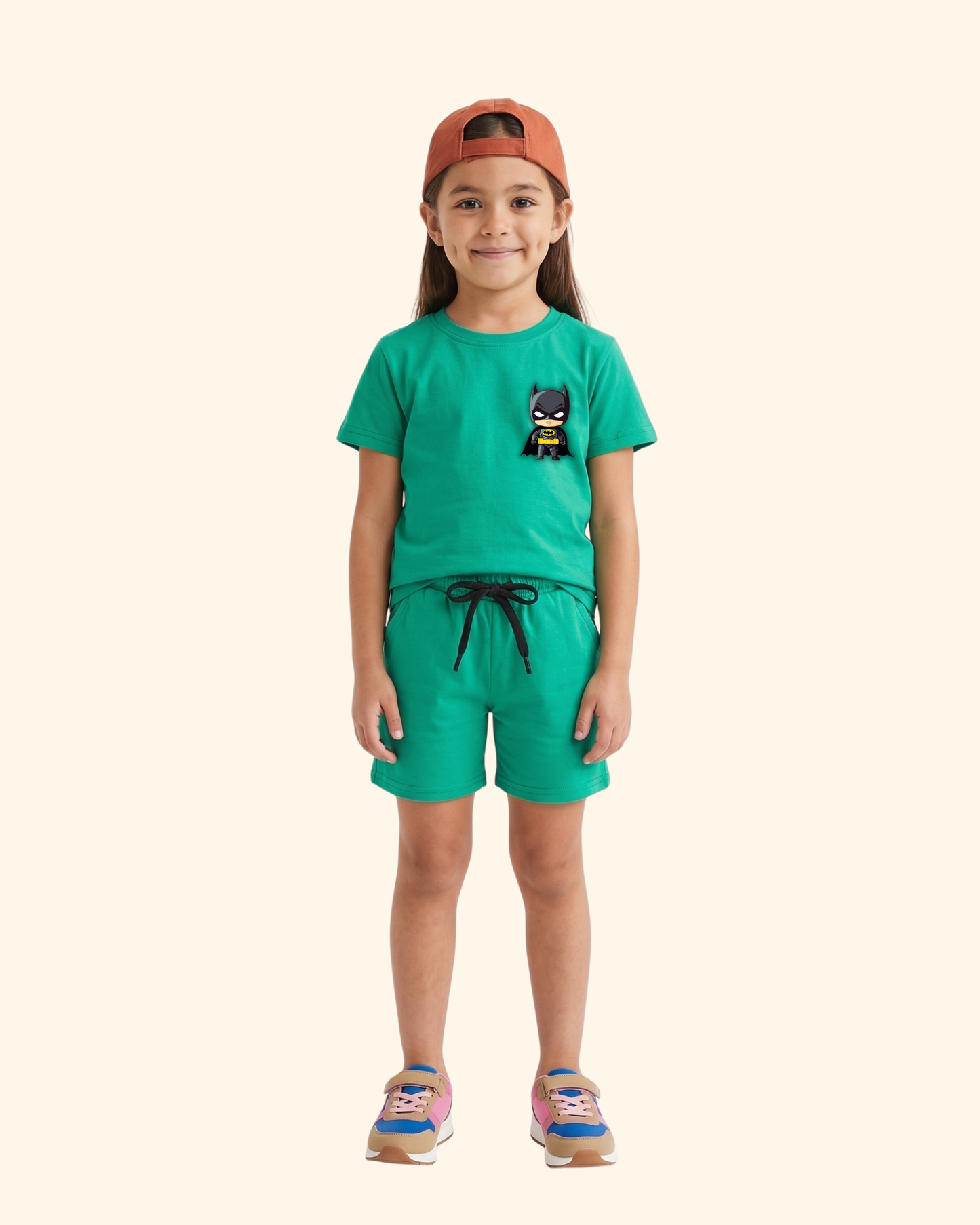 Mini Hero Squad Kids Co-Ord Set in Green Color by Creative Momaa