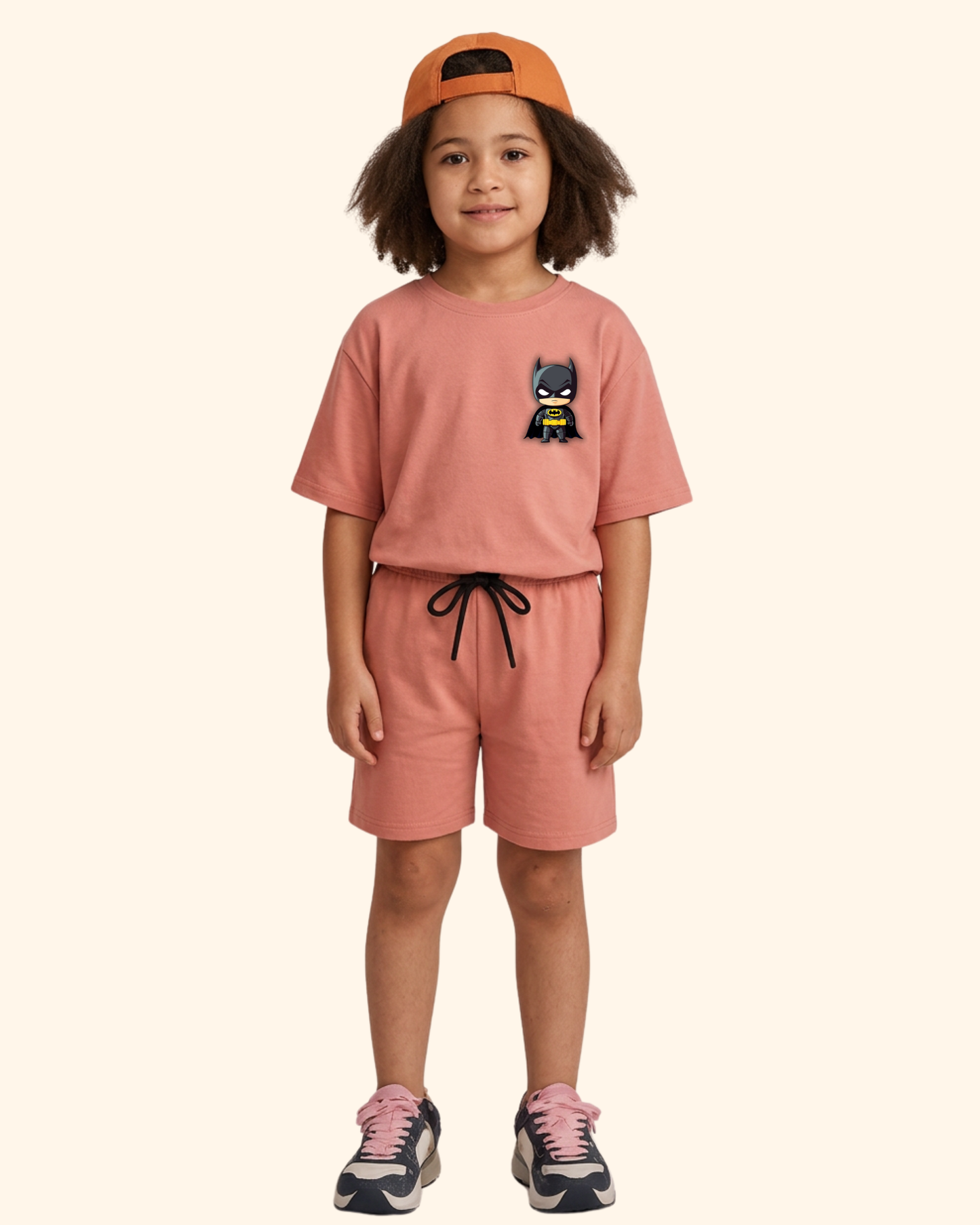 Mini Hero Squad Kids Co-Ord Set in Peach Color by Creative Momaa