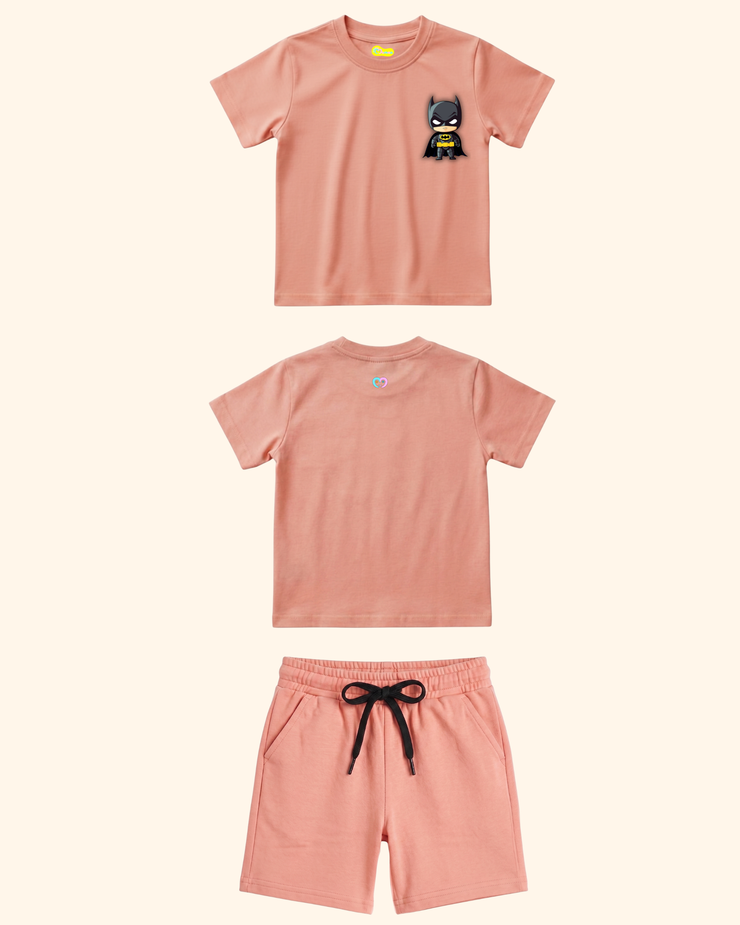Mini Hero Squad Kids Co-Ord Set in Peach Color by Creative Momaa