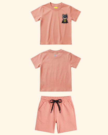 Mini Hero Squad Kids Co-Ord Set in Peach Color by Creative Momaa