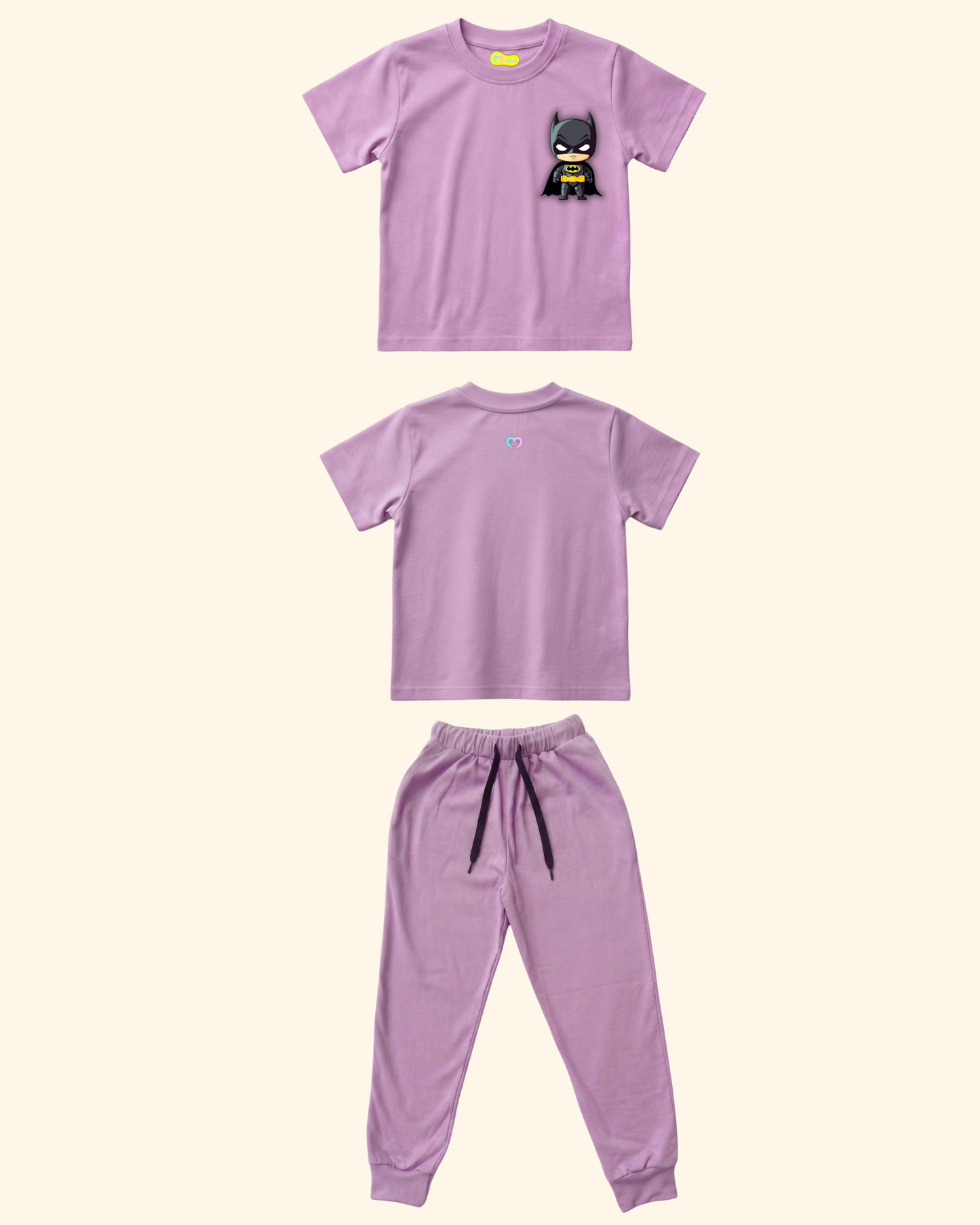 Mini Hero Squad Kids Co-Ord Set in Lavender Color by Creative Momaa