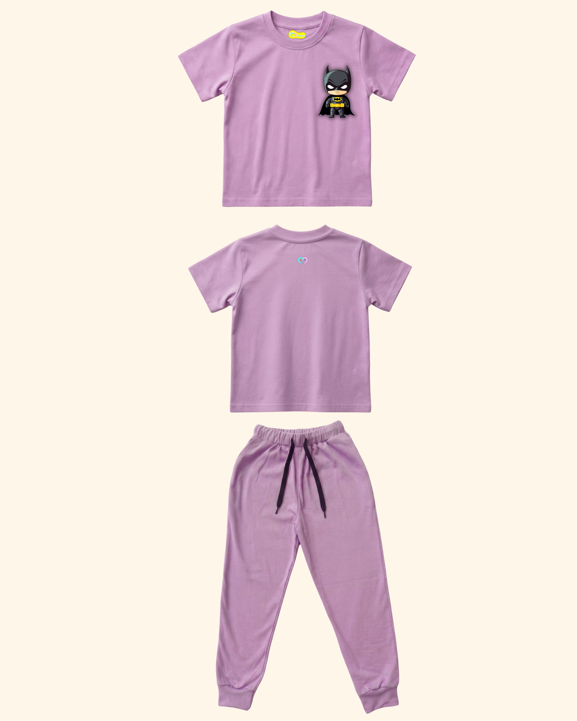 Mini Hero Squad Kids Co-Ord Set in Lavender Color by Creative Momaa