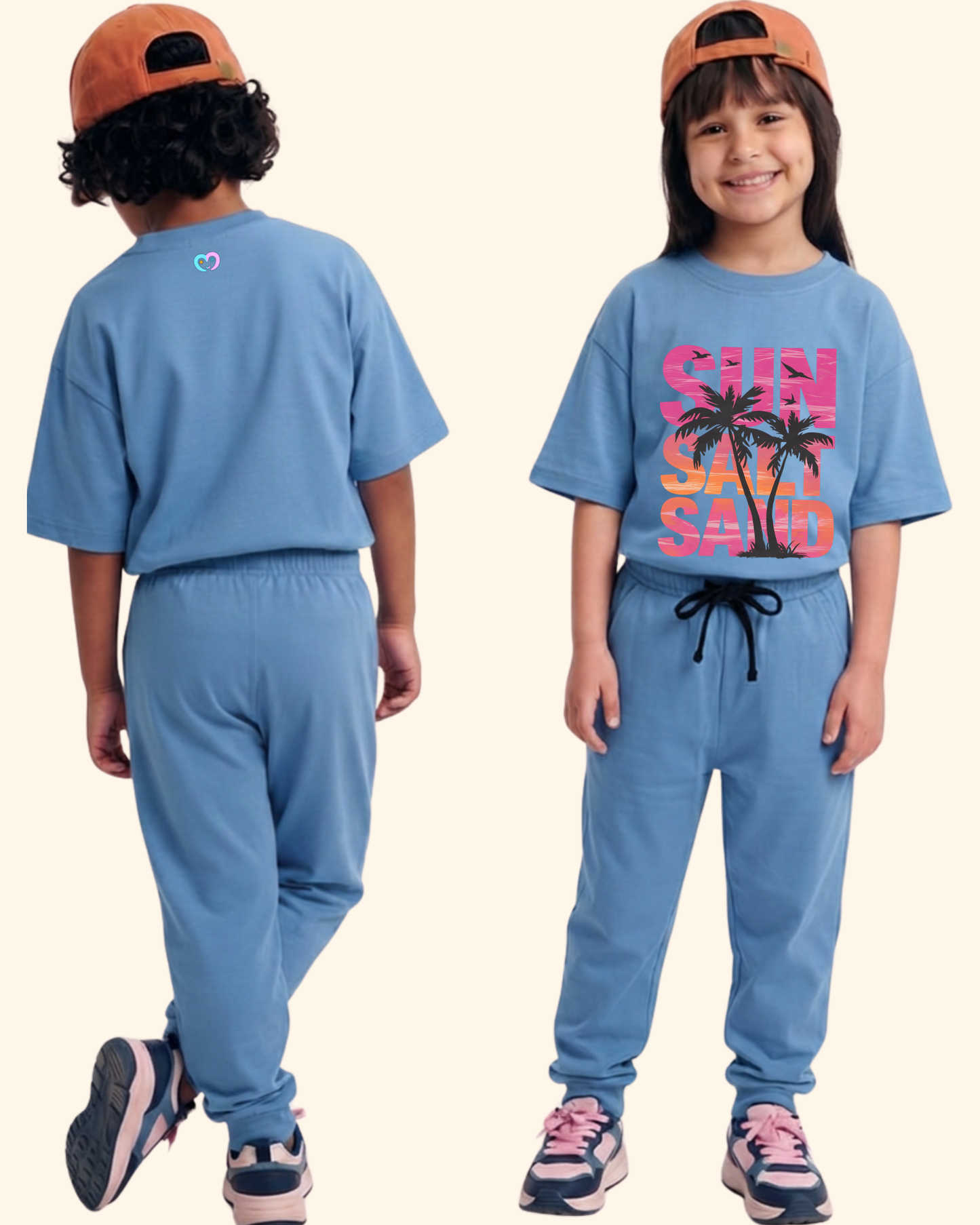 Seaside Squad Kids Co-Ord Set in Blue Color by Creative Momaa