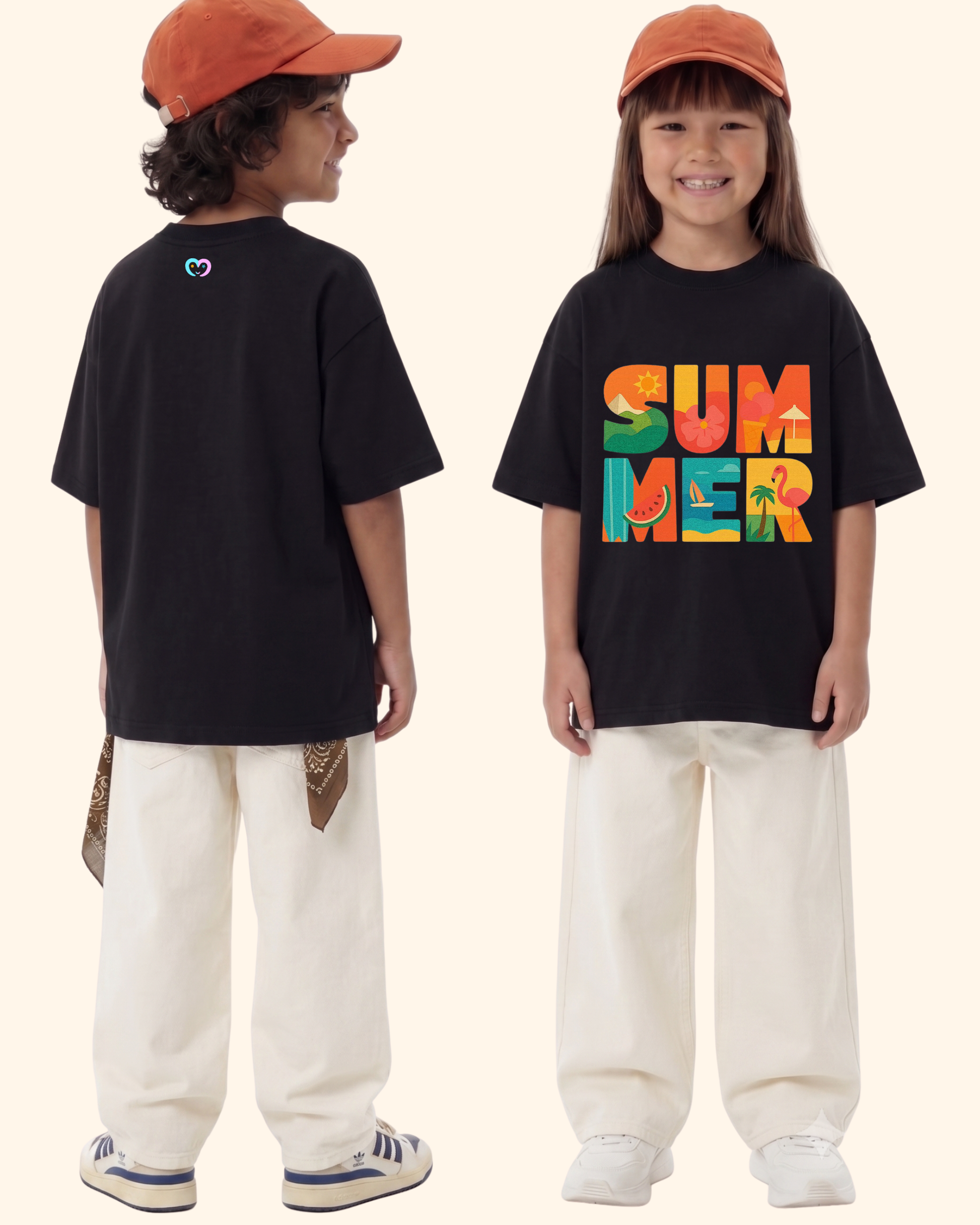 Beach Day Kids T-Shirt in Black Color by Creative Momaa