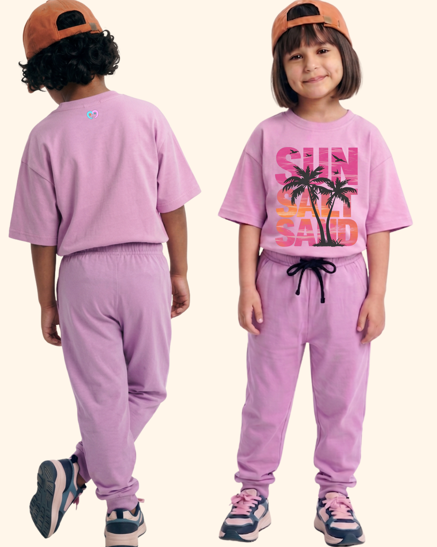 Seaside Squad Kids Co-Ord Set in Lavender Color by Creative Momaa