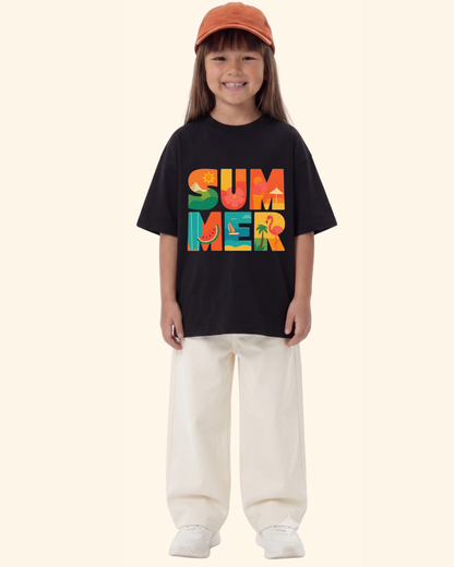 Beach Day Kids T-Shirt in Black Color by Creative Momaa