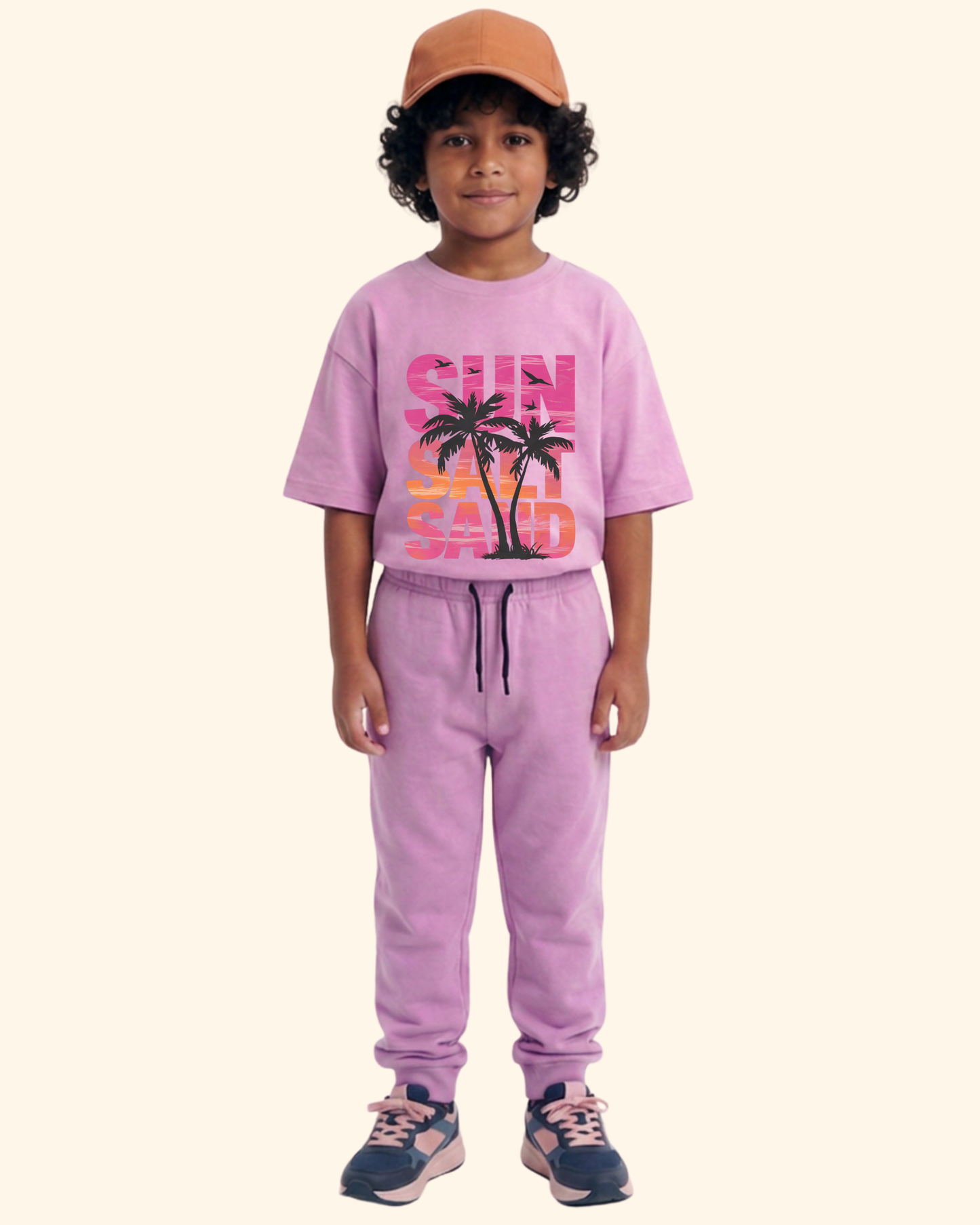Seaside Squad Kids Co-Ord Set in Lavender Color by Creative Momaa