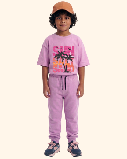 Seaside Squad Kids Co-Ord Set in Lavender Color by Creative Momaa
