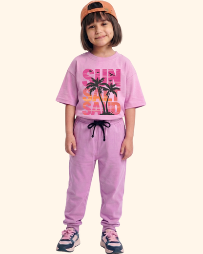 Seaside Squad Kids Co-Ord Set in Lavender Color by Creative Momaa