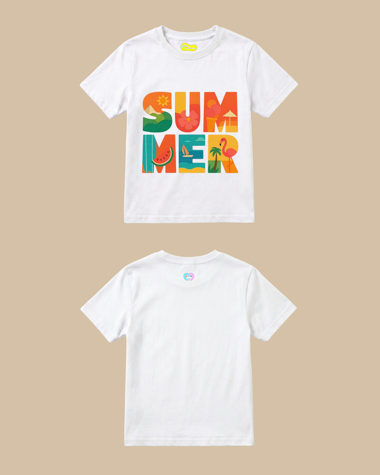 Beach Day Kids T-Shirt in White Color by Creative Momaa