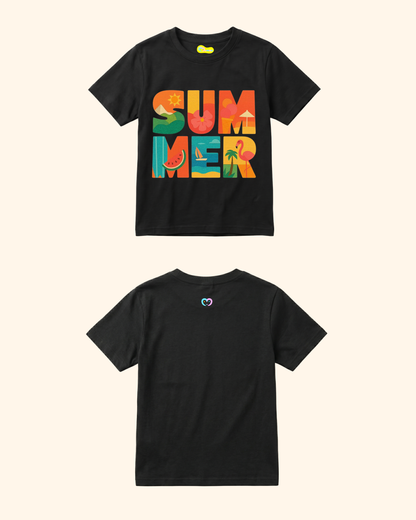 Beach Day Kids T-Shirt in Black Color by Creative Momaa