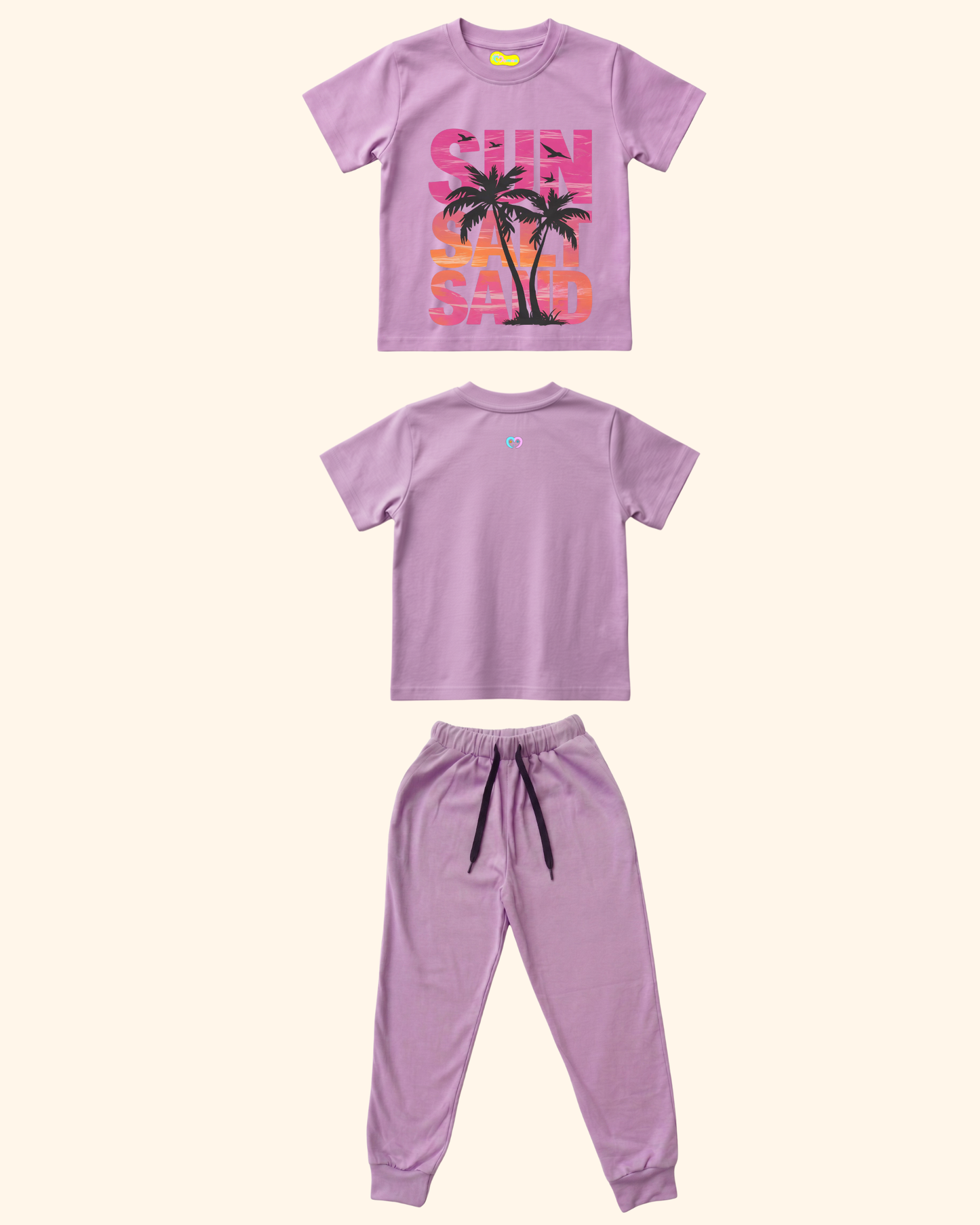 Seaside Squad Kids Co-Ord Set in Lavender Color by Creative Momaa