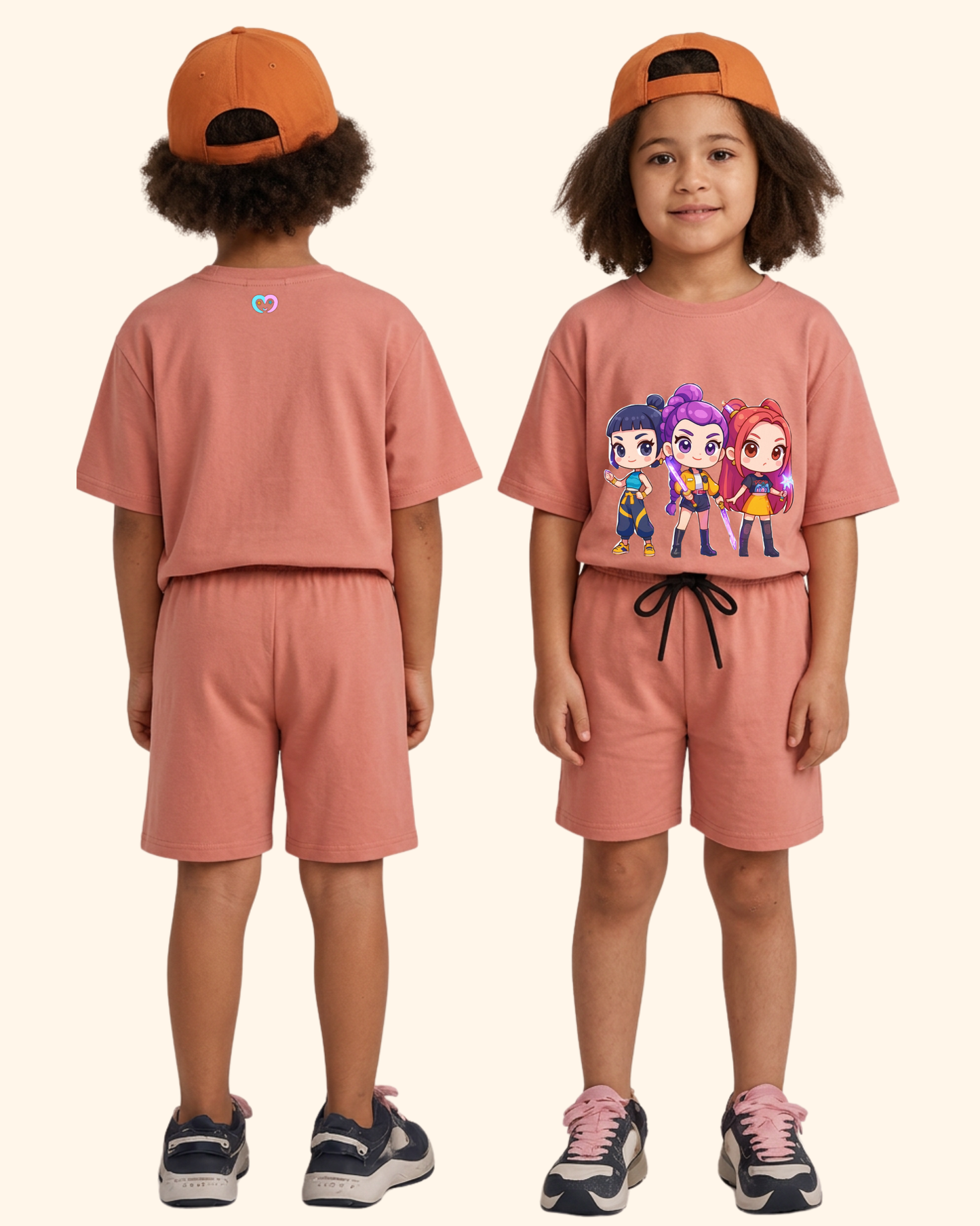 Pop Star Chase Kids Co-Ord Set in Peach Color by Creative Momaa