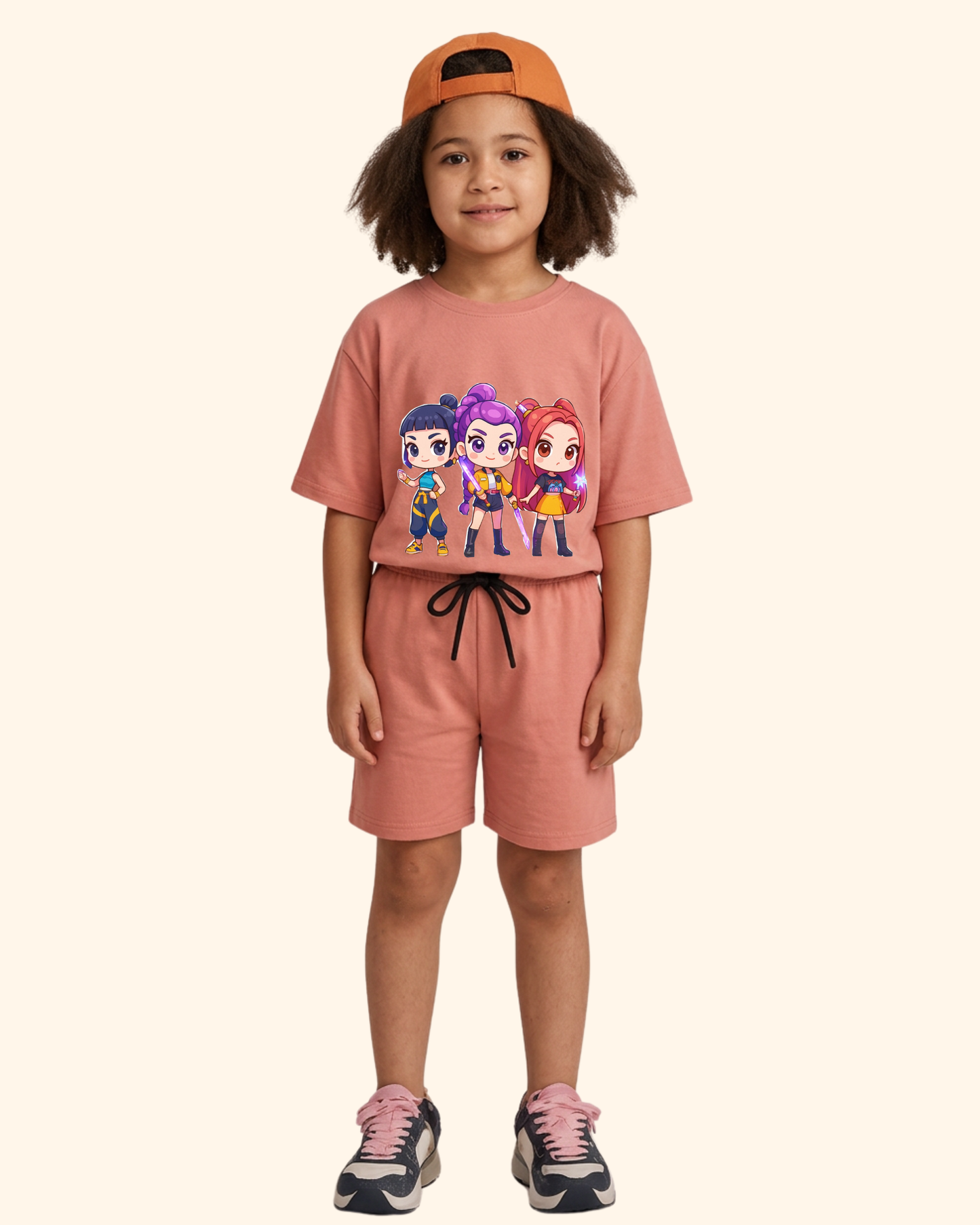 Pop Star Chase Kids Co-Ord Set in Peach Color by Creative Momaa
