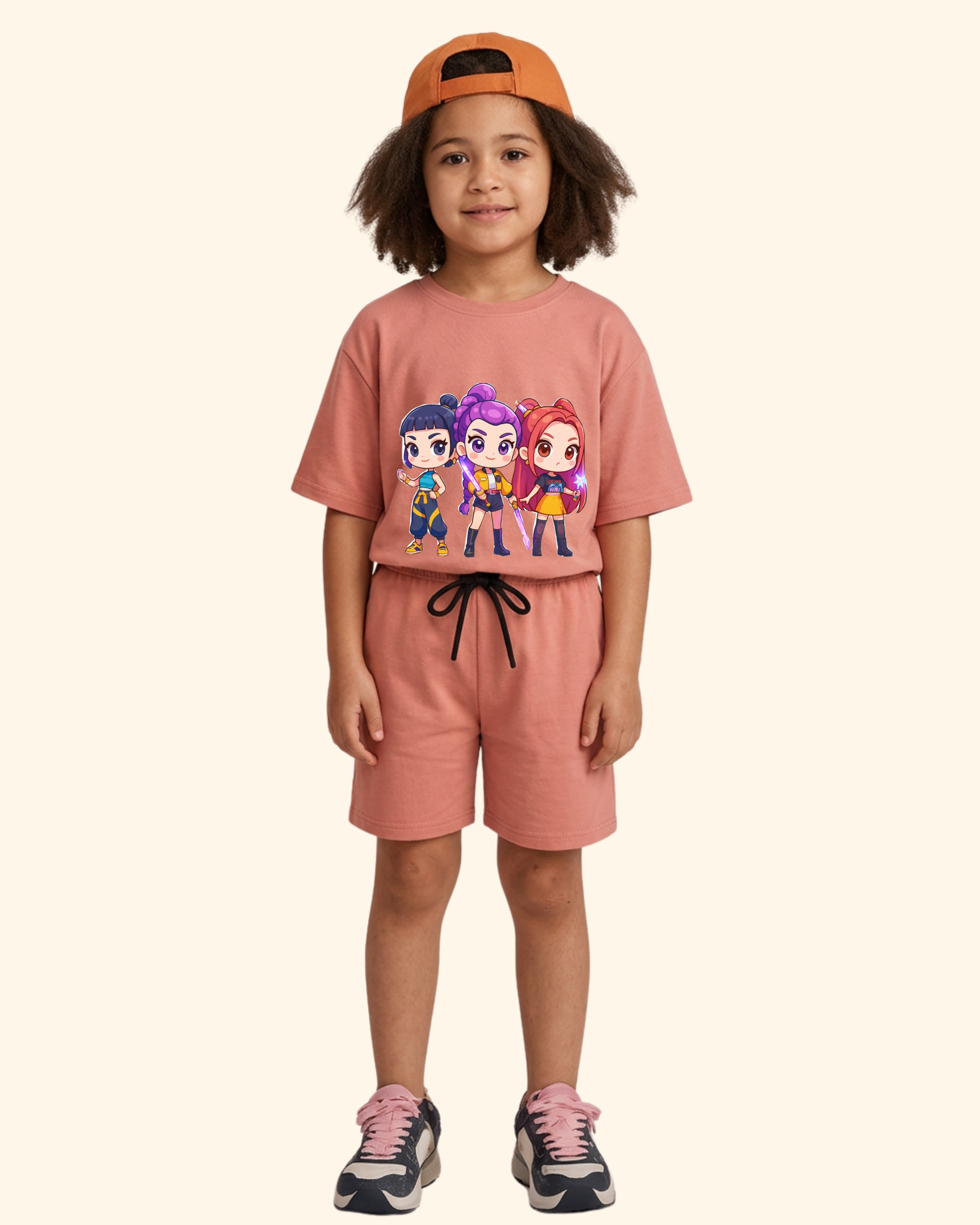 Pop Star Chase Kids Co-Ord Set in Peach Color by Creative Momaa