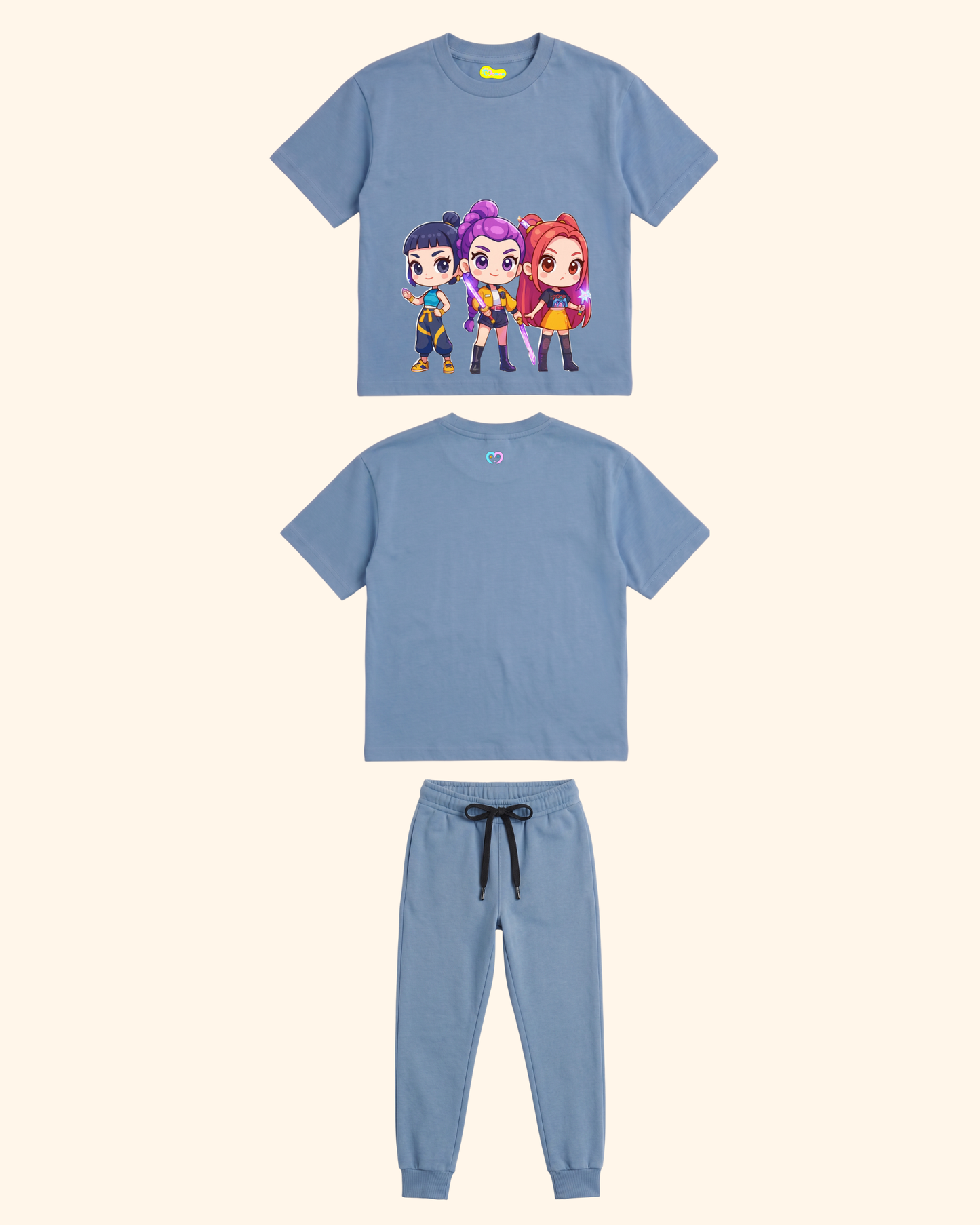 Pop Star Chase Kids Co-Ord Set in Blue Color by Creative Momaa
