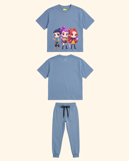 Pop Star Chase Kids Co-Ord Set in Blue Color by Creative Momaa